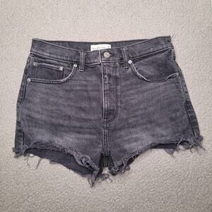 Abercrombie & Fitch Shorts 28 6 Black Faded Denim Mom High Rise Cutoff Frayed